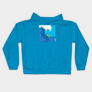 falling surfer in big wave Kids Hoodie